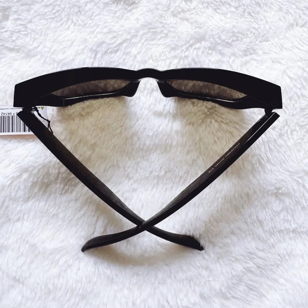 Cedric Black w/ Blue Lenses Mirrored Sunglasses